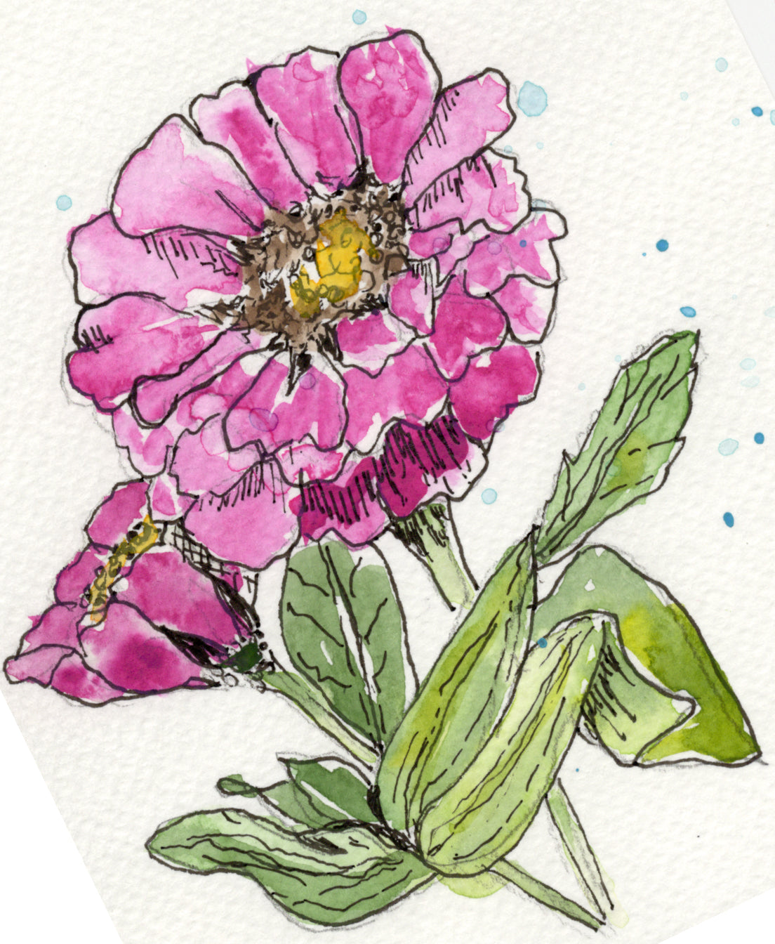 Purple Party notecards — watercolor magenta zinnia
