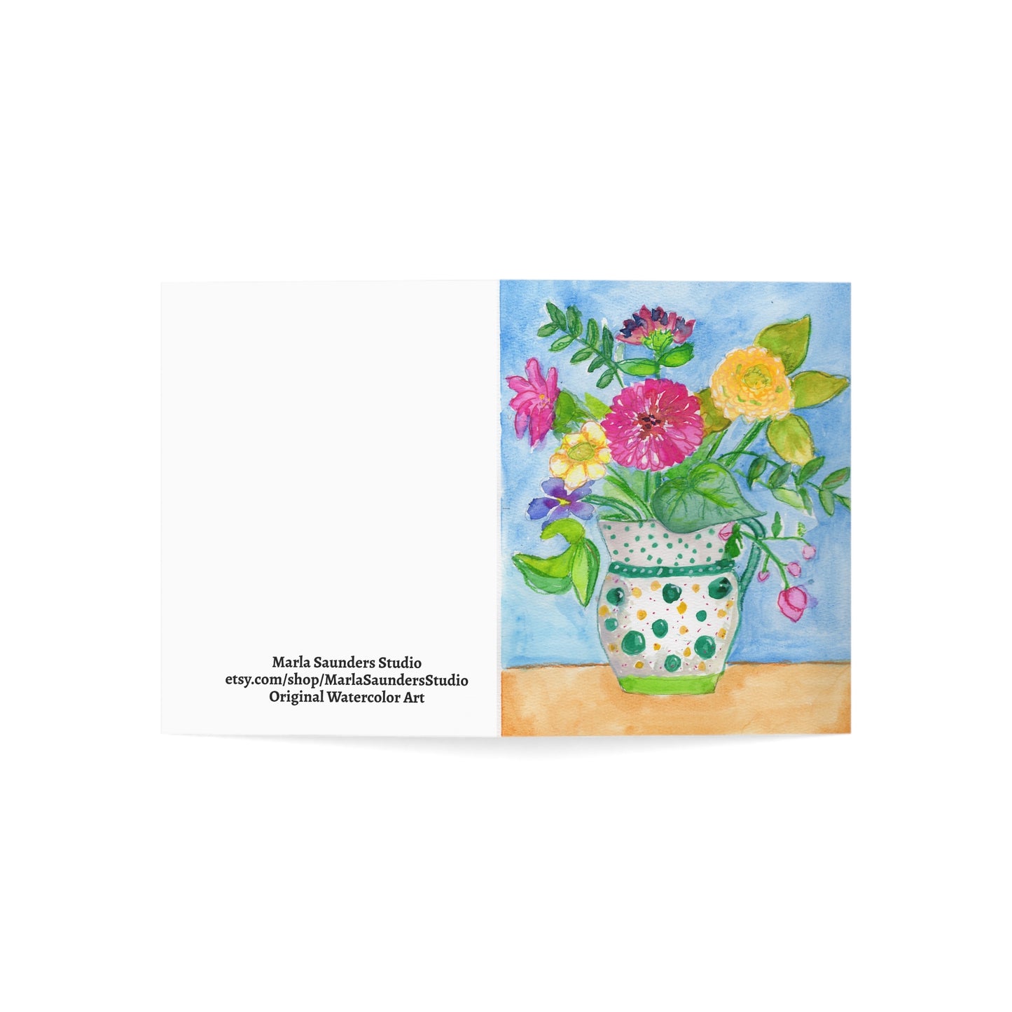 Watercolor Floral Bouquet Greeting Card | Blank Inside