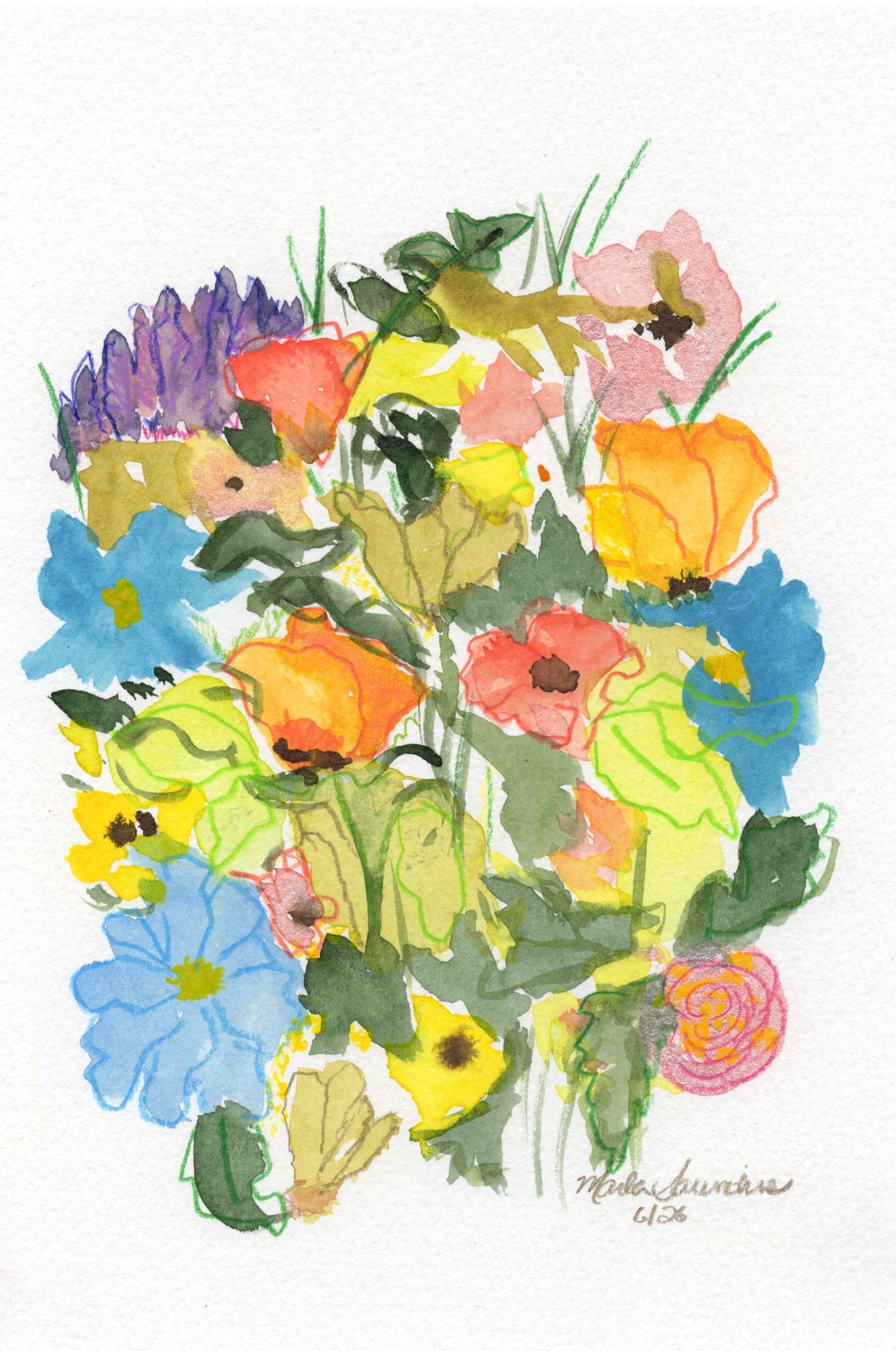 These Three Remain — loose watercolor wildflower bouquet
