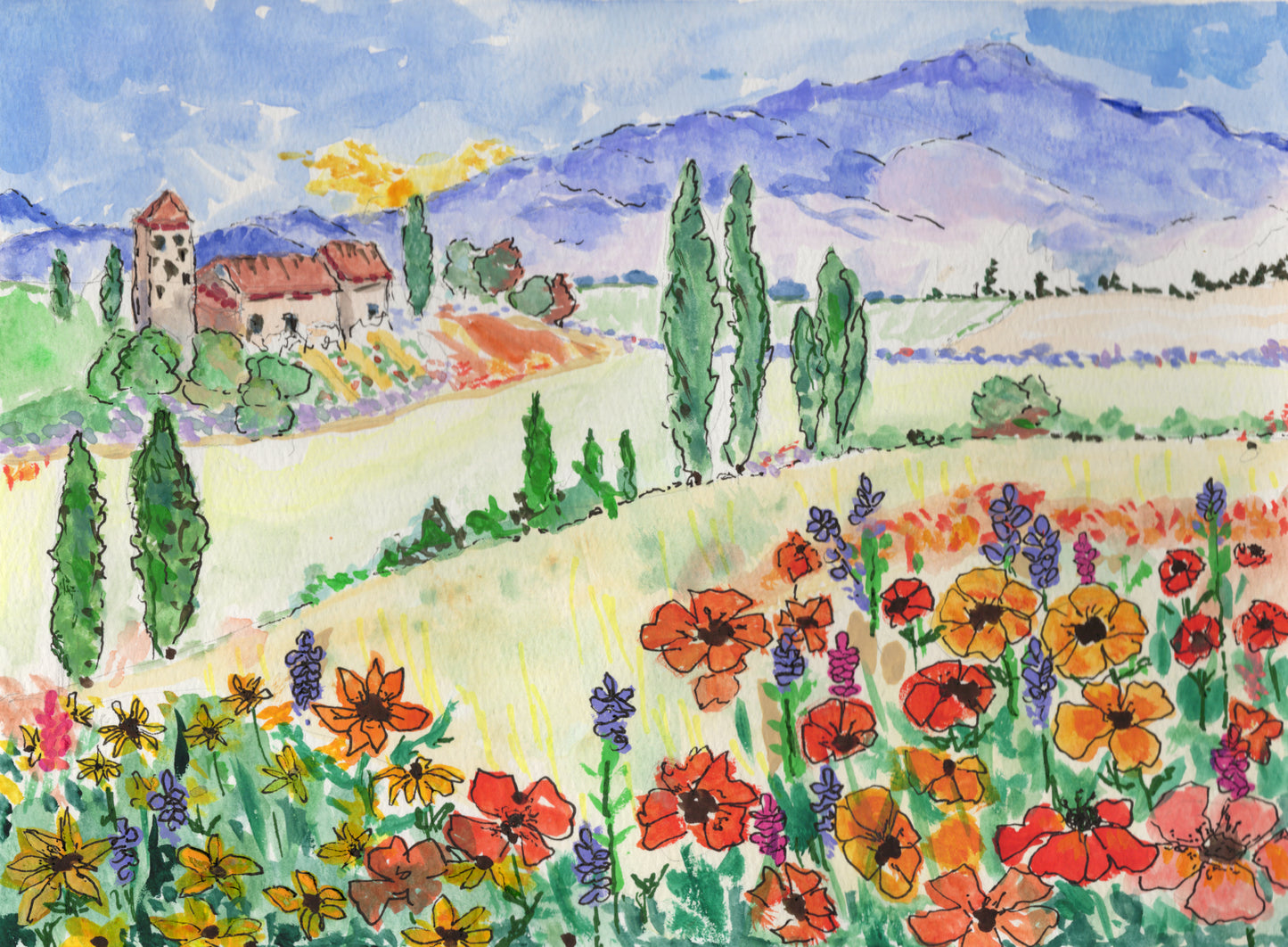 Oh Tuscany — Original Watercolor