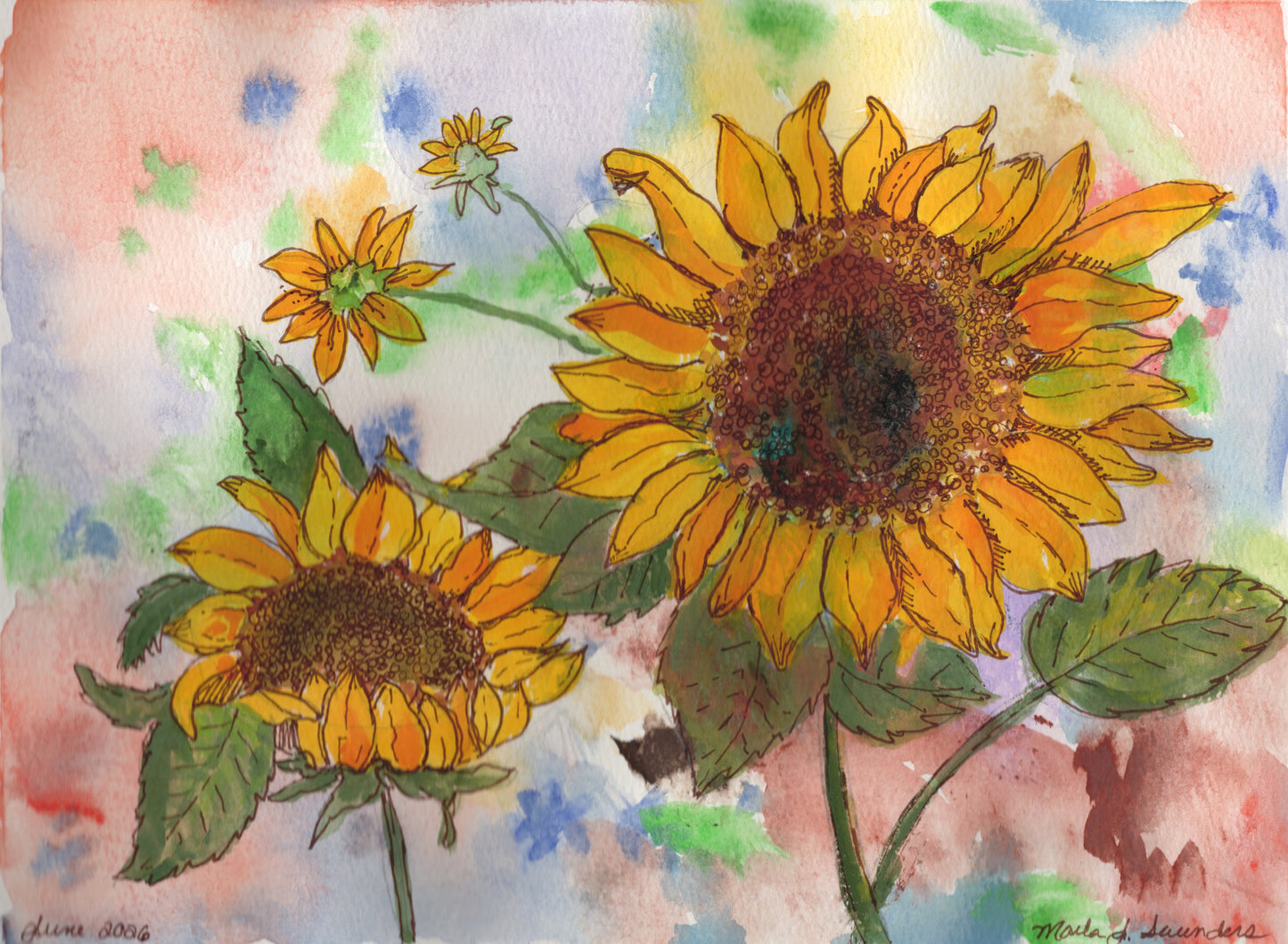 Two Summer Sunnies — Original Watercolor
