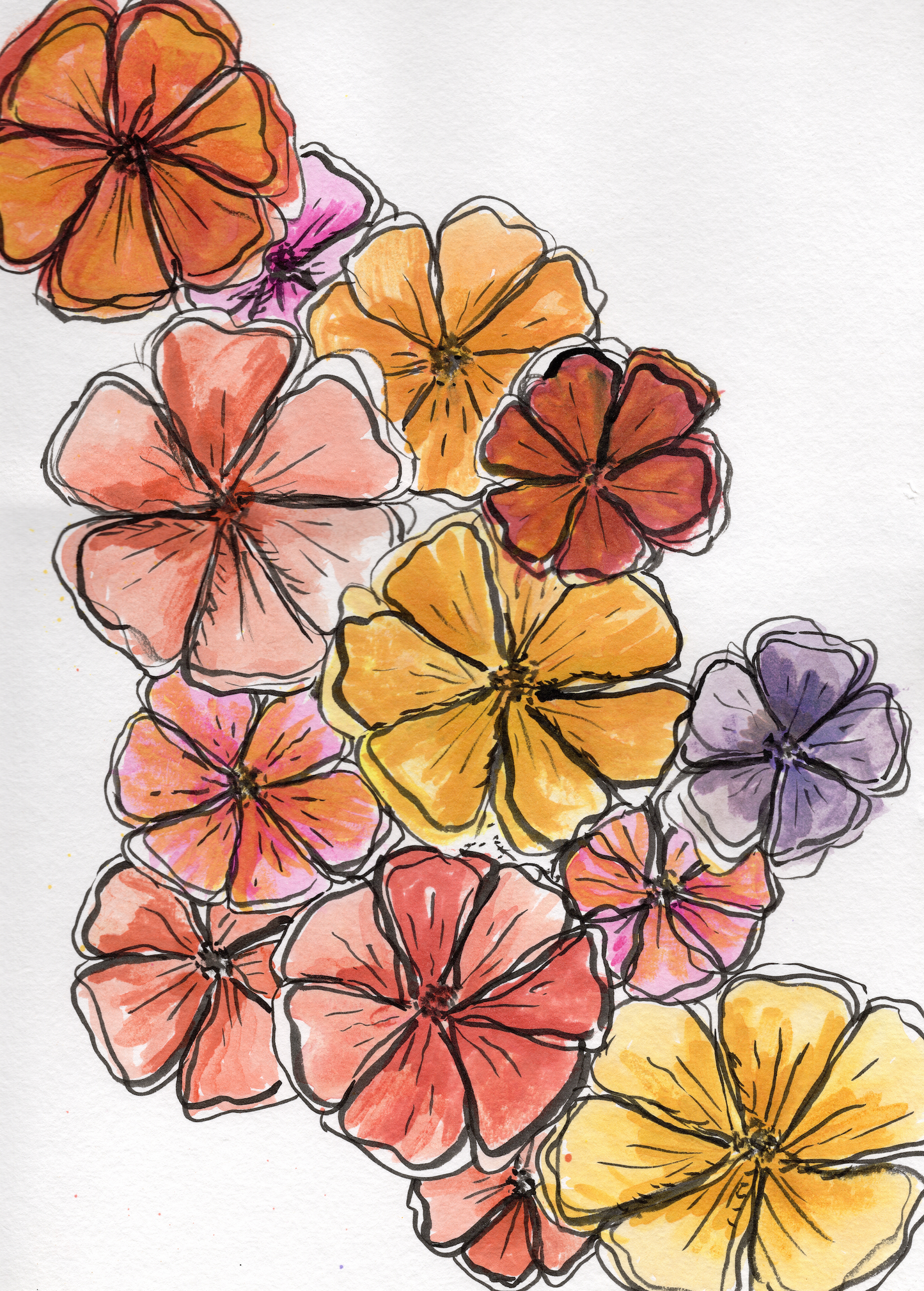 Fall Flowers — Original Watercolor